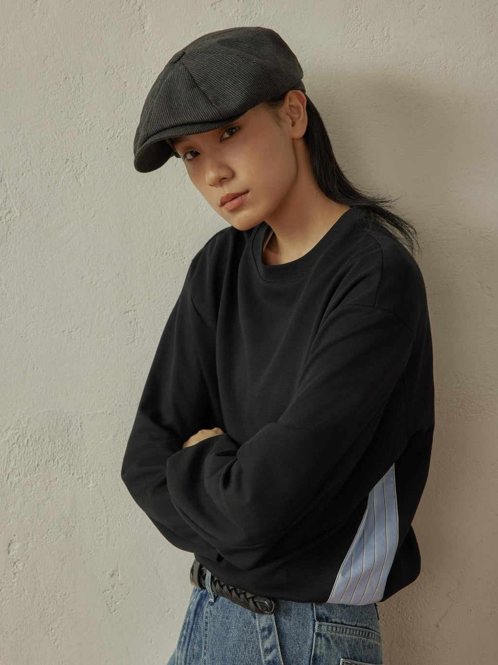 SUPERTOFU Sweat Wicking Wrinkle Free Loose Patchwork Unisex Logo Long Sleeve T-Shirts