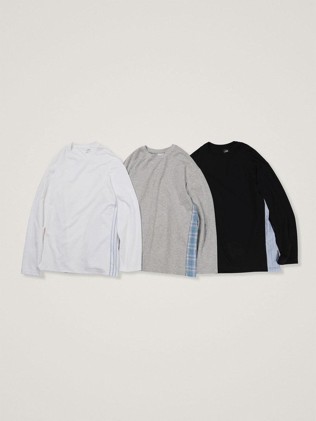SUPERTOFU Sweat Wicking Wrinkle Free Loose Patchwork Unisex Logo Long Sleeve T-Shirts