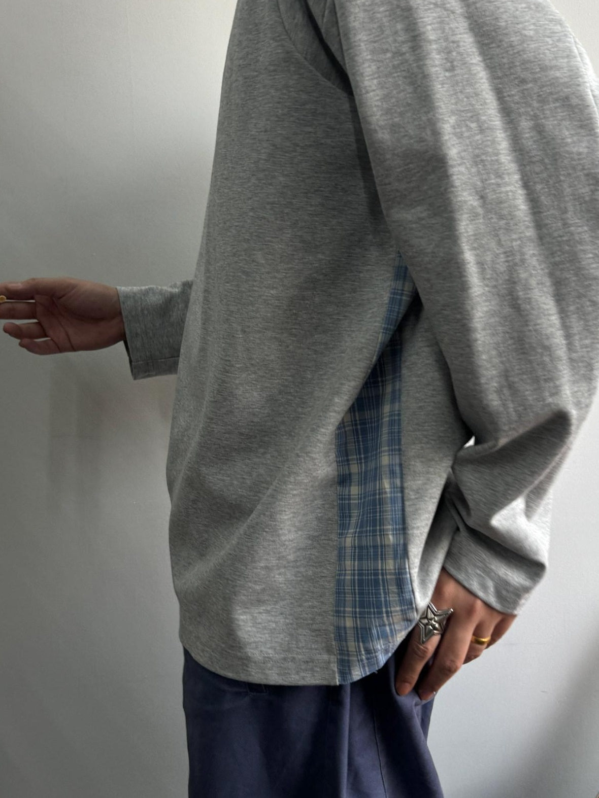 SUPERTOFU Sweat Wicking Wrinkle Free Loose Patchwork Unisex Logo Long Sleeve T-Shirts