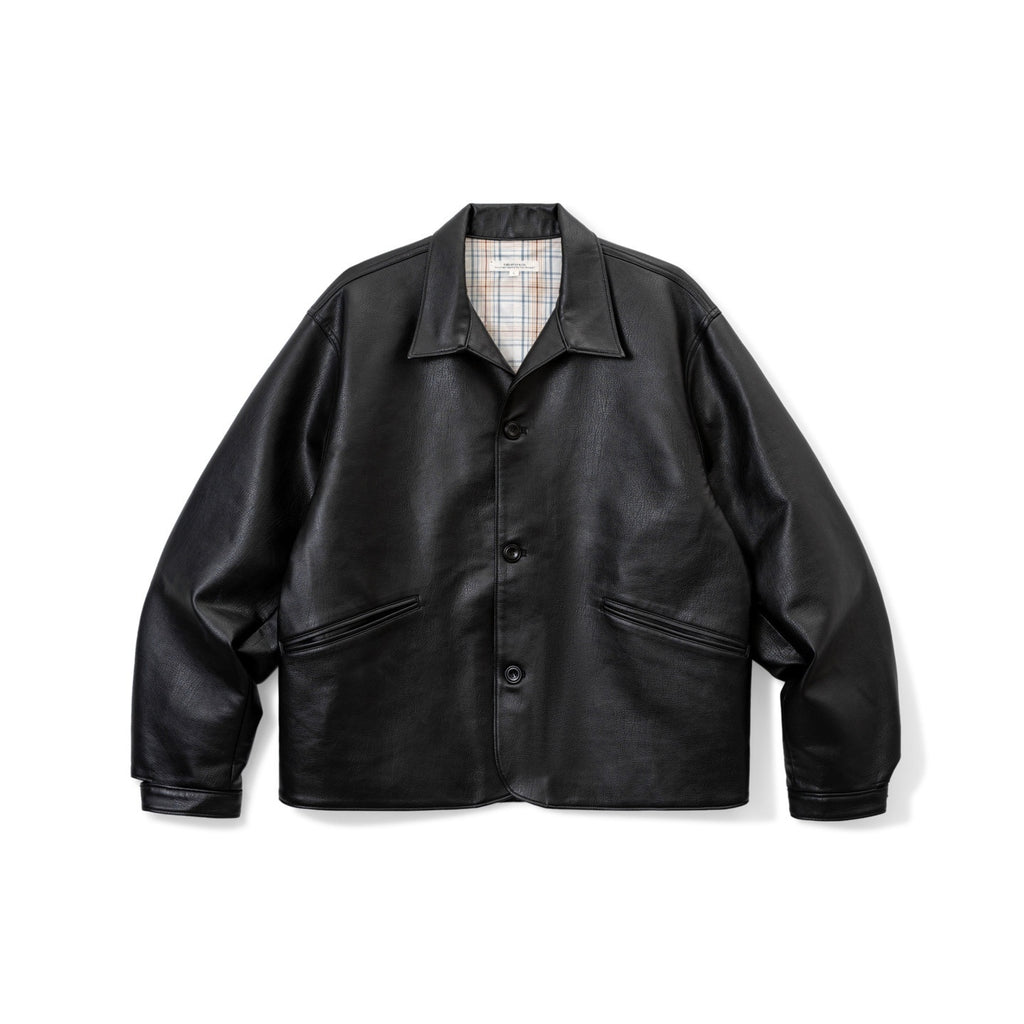 SUPERTOFU Thick Retro Lapel Collar Classic Fit Unisex Black Pu Leather Jackets