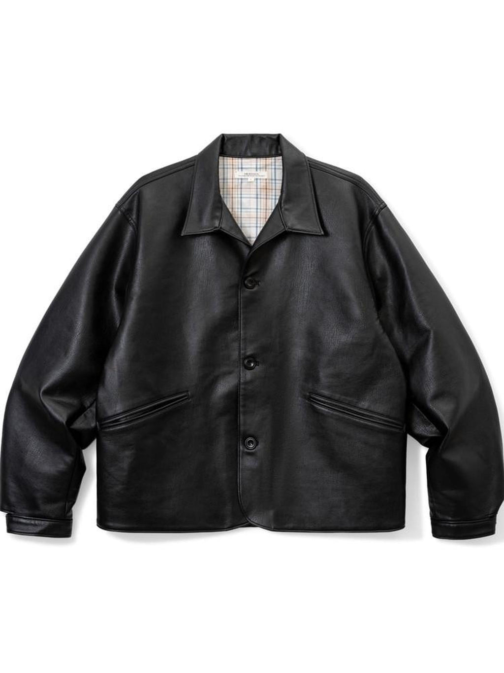 SUPERTOFU Thick Retro Lapel Collar Classic Fit Unisex Black Pu Leather Jackets