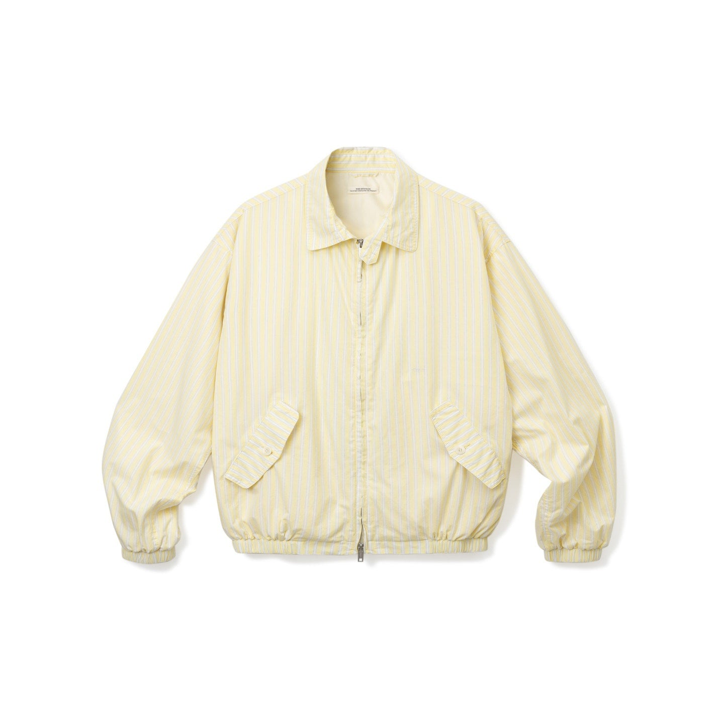 SUPERTOFU_Thin_Cotton_Striped_Zip_Cropped_Retro_Collar_Yellow_Unisex_Longsleeve_Shirts_MISSTT