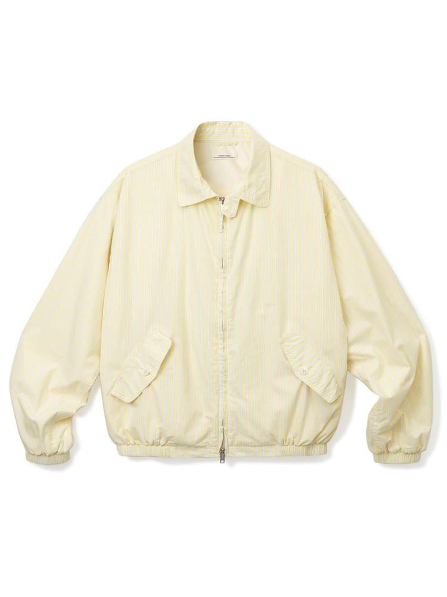 SUPERTOFU Thin Cotton Striped Zip Cropped Retro Collar Yellow Unisex Longsleeve Shirts