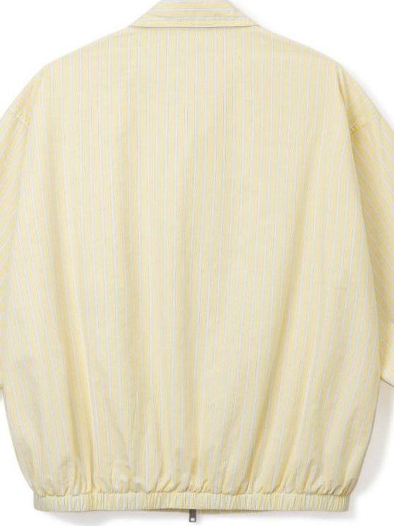 SUPERTOFU Thin Cotton Striped Zip Cropped Retro Collar Yellow Unisex Longsleeve Shirts