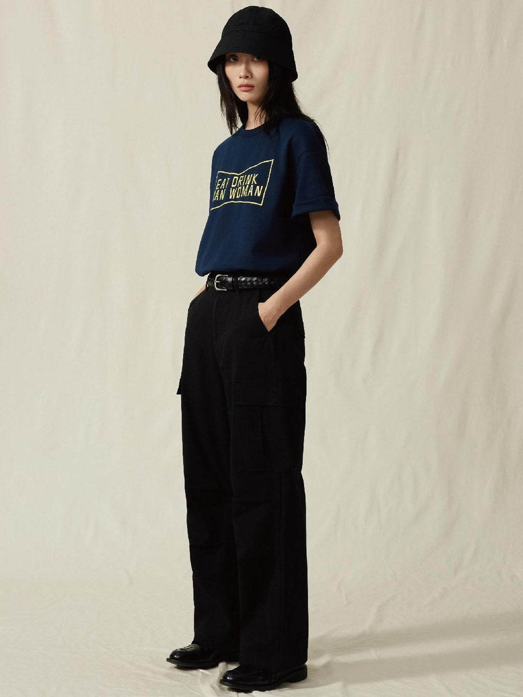 SUPERTOFU Versatile Cargo Loose Fit Youthful Casual Khaki Black Straight Pants