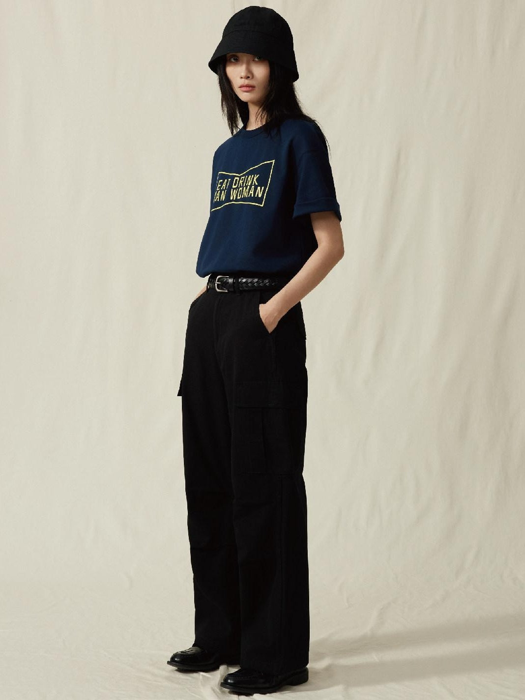 SUPERTOFU Versatile Cargo Loose Fit Youthful Casual Khaki Black Straight Pants