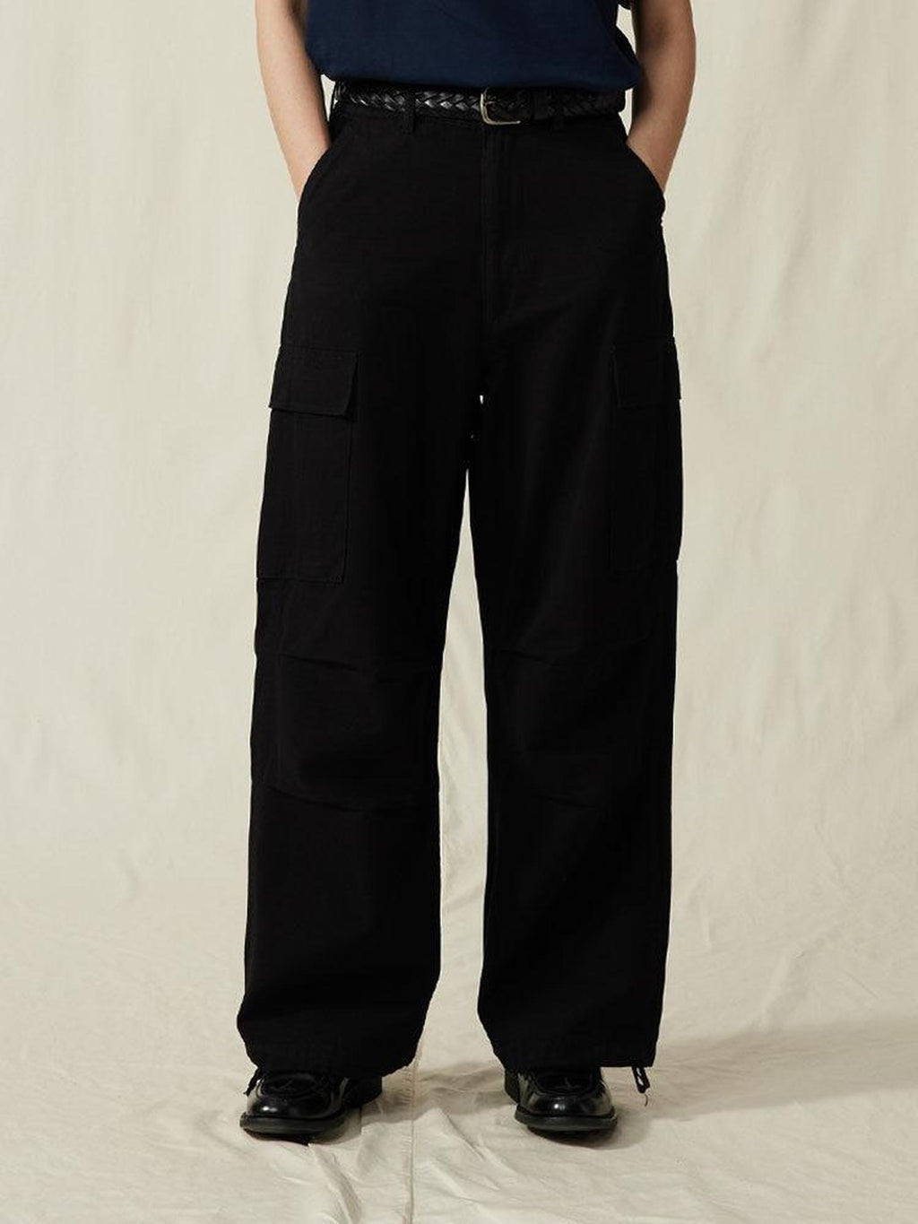 SUPERTOFU Versatile Cargo Loose Fit Youthful Casual Khaki Black Straight Pants