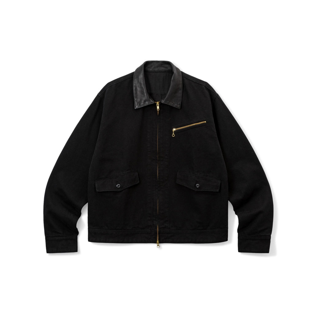 SUPERTOFU_Vintage_Distressed_Black_Standard_Fit_Zipper_Front_Unisex_Cotton_Utility_Jackets_MISSTT