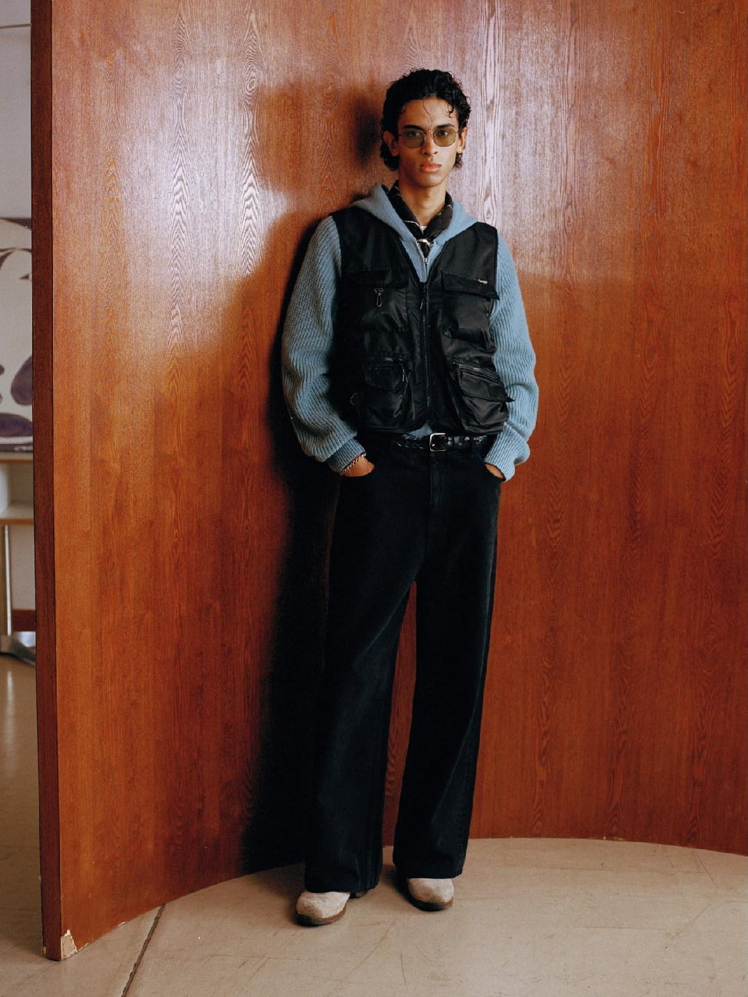 SUPERTOFU Vintage Washed Embroidered Mid Rise Relaxed Cotton Zip Fly Black Straight Jeans