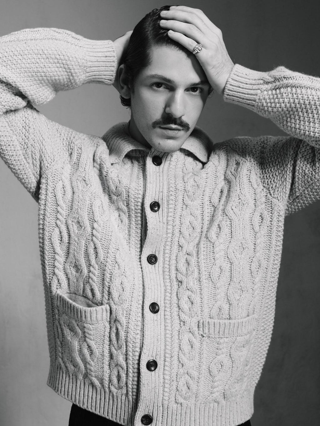 SUPERTOFU Warm 100 Percent Wool Cable Knit Pocket Relaxed Fit Unisex Casual Cardigans