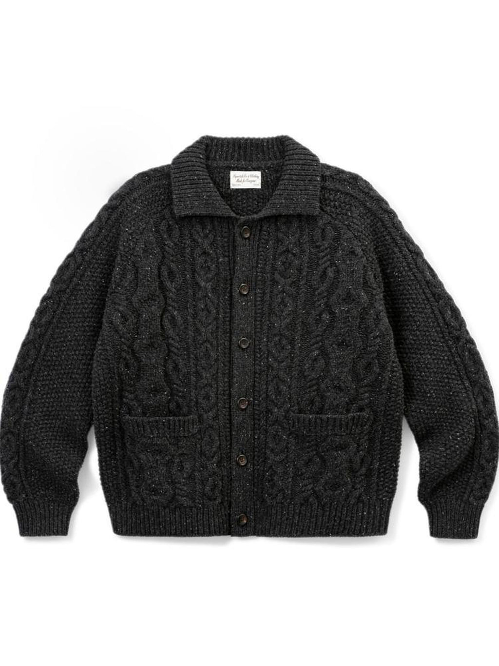 SUPERTOFU Warm 100 Percent Wool Cable Knit Pocket Relaxed Fit Unisex Casual Cardigans