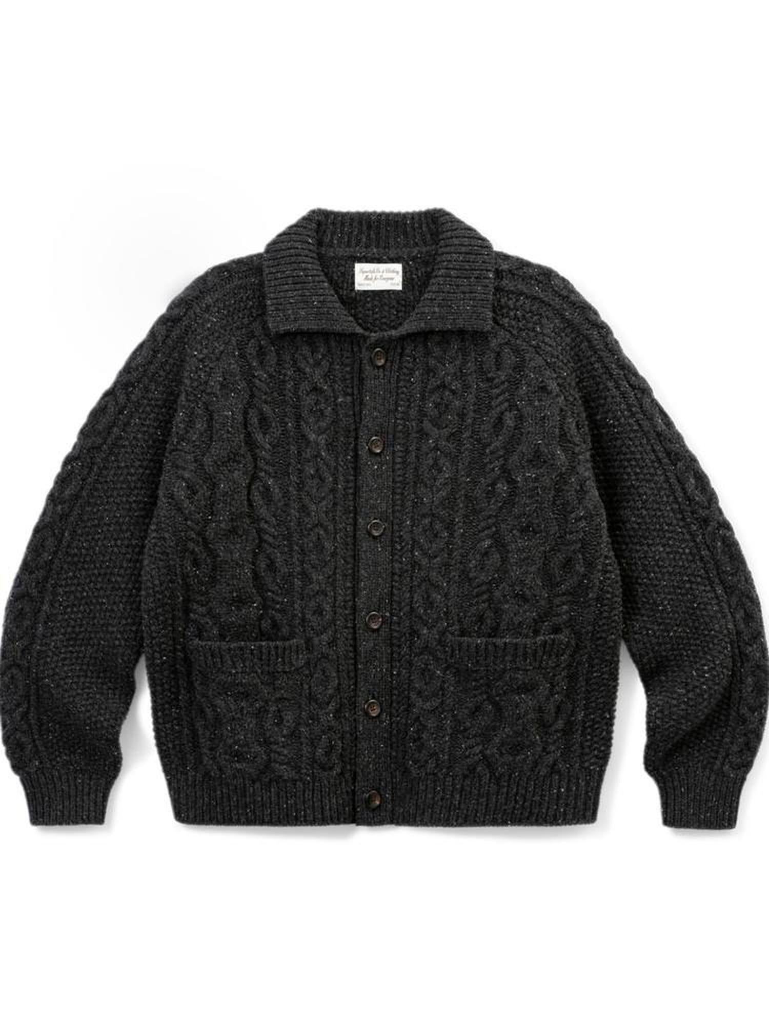 SUPERTOFU Warm 100 Percent Wool Cable Knit Pocket Relaxed Fit Unisex Casual Cardigans