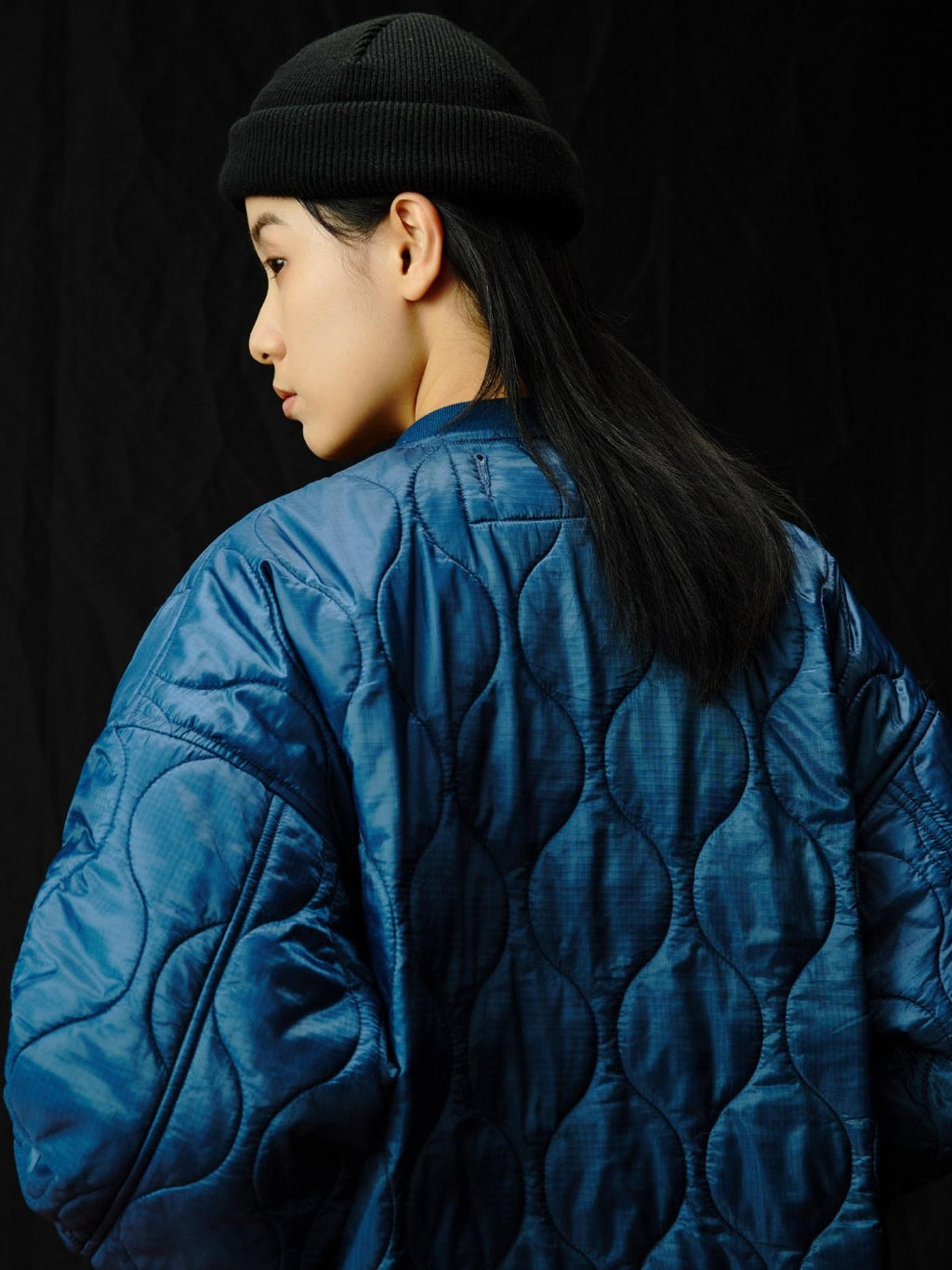 SUPERTOFU Warm Cotton Lined Vintage Short Dual Zip Unisex Blue Puffer Jackets