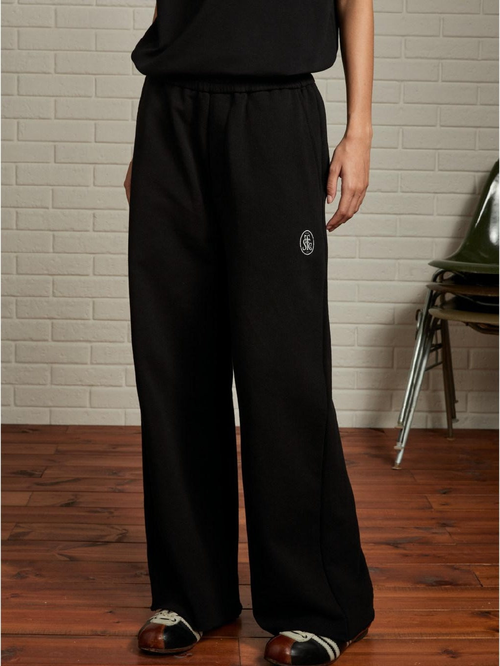SUPERTOFU Warm Cotton Wide Fit Japanese Vintage Sport Mid Waist Black Gray Straight Pants