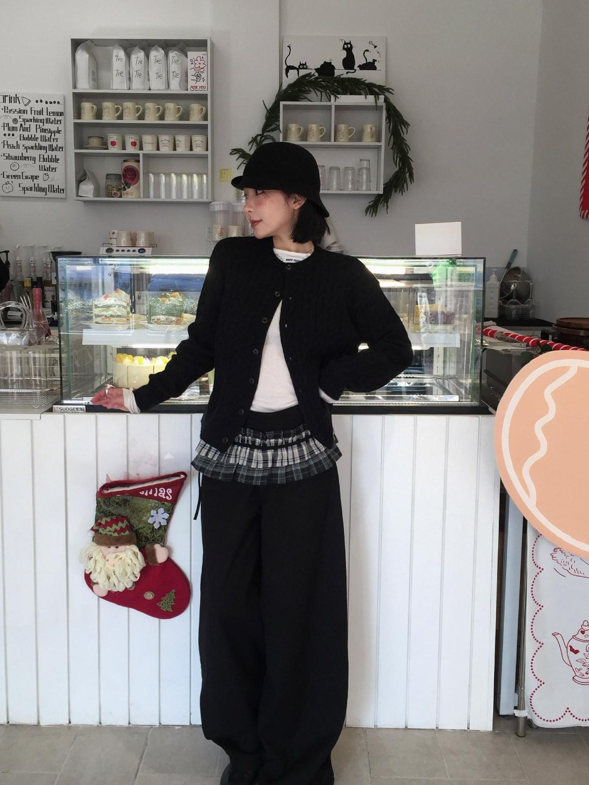 SUPERTOFU Warm Cotton Wool Blend Cable Knit Button Front Loose Unisex Crewneck Cardigans
