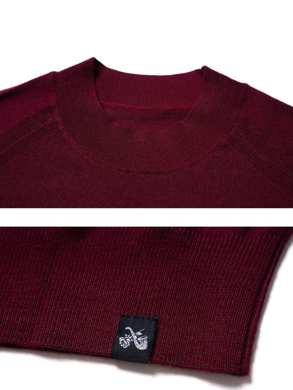 SUPERTOFU Warm Minimal High Neck Unisex Casual Pure Wool Long Sleeve T-Shirts