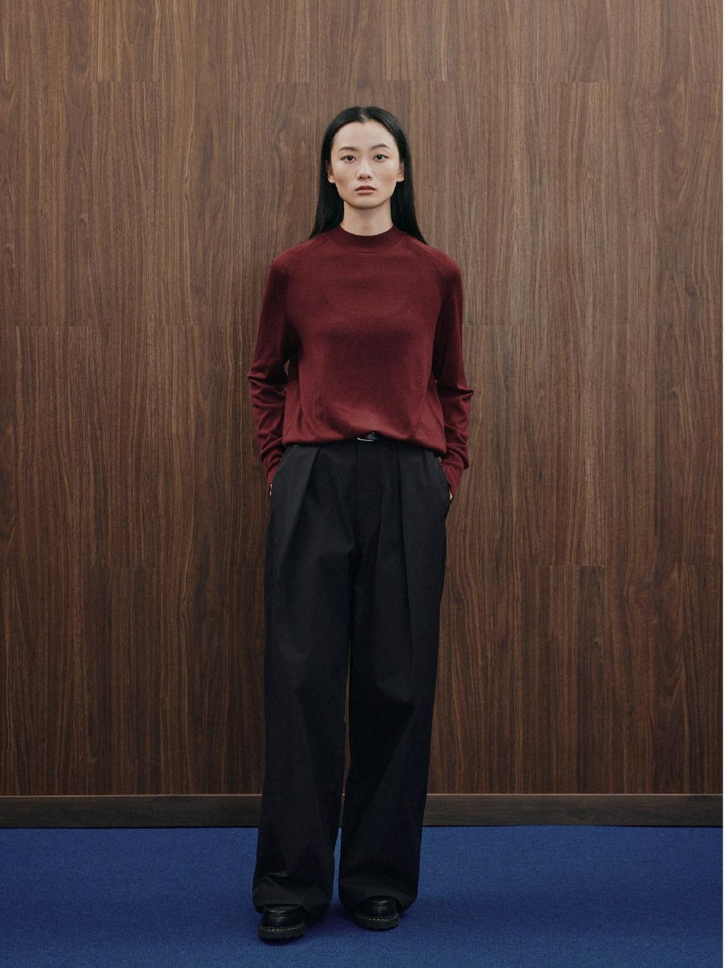 SUPERTOFU Warm Minimal High Neck Unisex Casual Pure Wool Long Sleeve T-Shirts