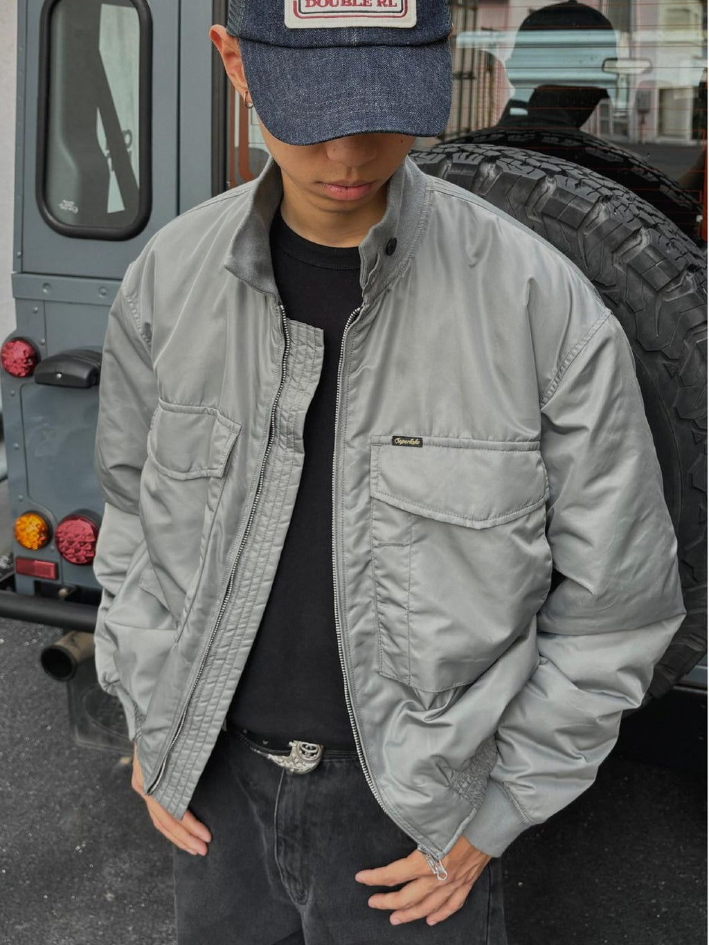 SUPERTOFU Warm Multi Pocket Loose Fit Unisex Nylon Zipper Black Puffer Jackets