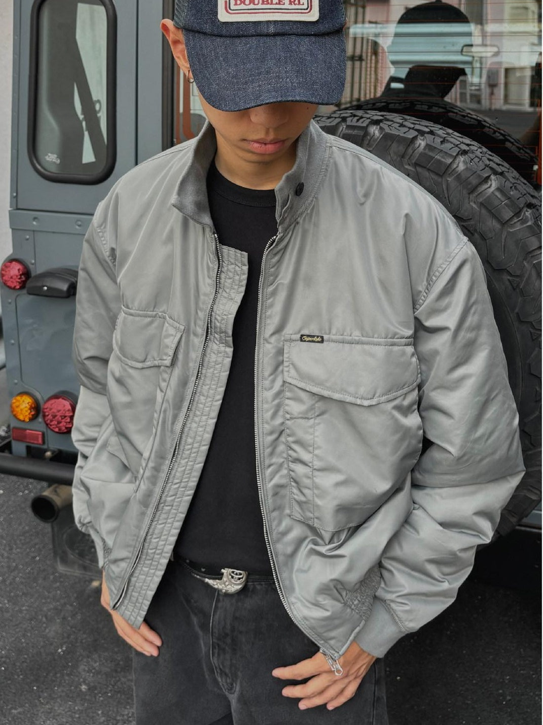 SUPERTOFU Warm Multi Pocket Loose Fit Unisex Nylon Zipper Black Puffer Jackets
