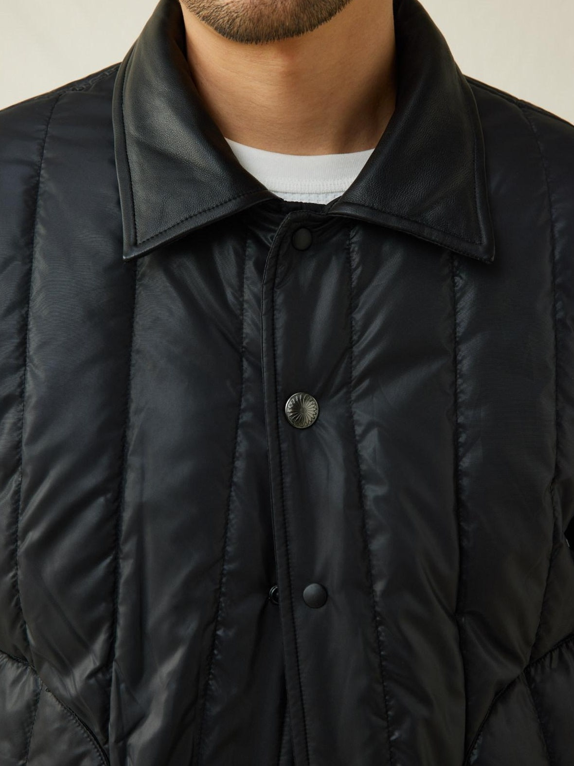 SUPERTOFU Warm Thick Sheepskin Standard Fit Lapel Collar Unisex Daily Black Puffer Jackets