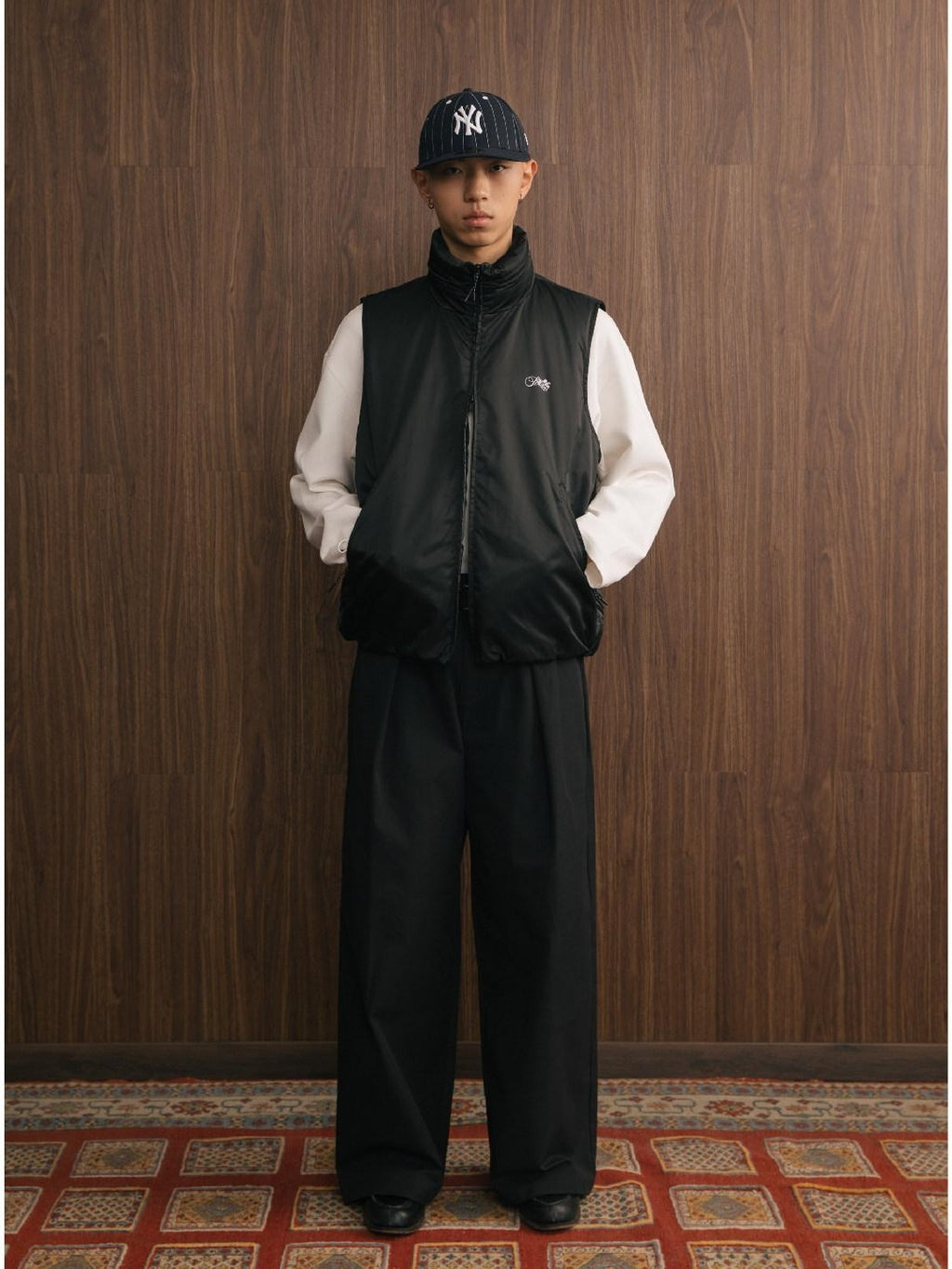 SUPERTOFU Warm Thick Stand Collar Standard Fit Youth Daily Black Gray Vests