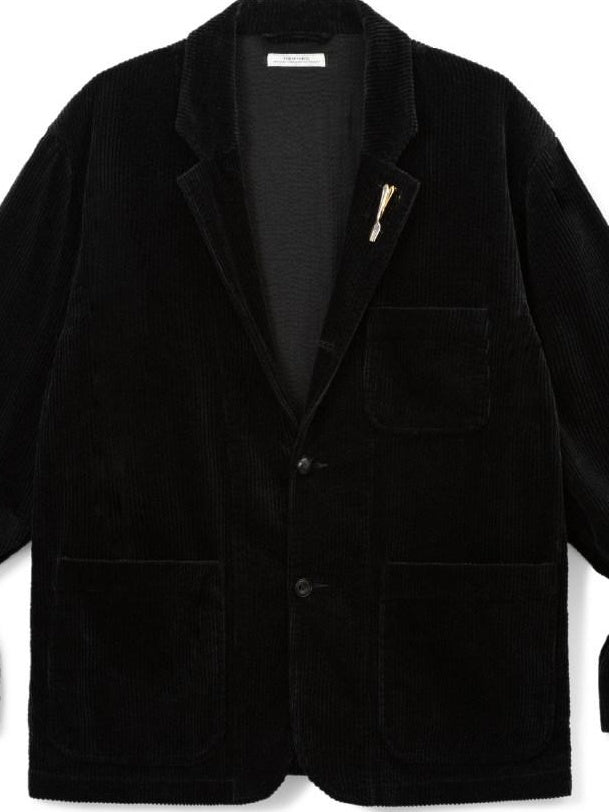 SUPERTOFU Warm Washed Cotton Button Front Blazer Collar Unisex Black Thick Casual Jackets