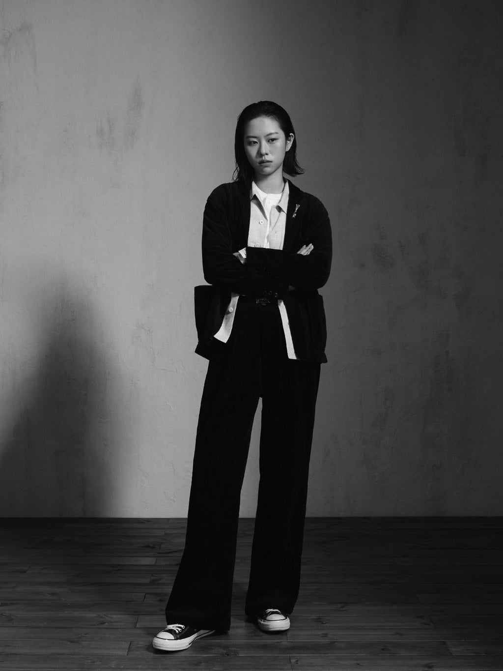 SUPERTOFU Warm Washed Cotton Button Front Blazer Collar Unisex Black Thick Casual Jackets