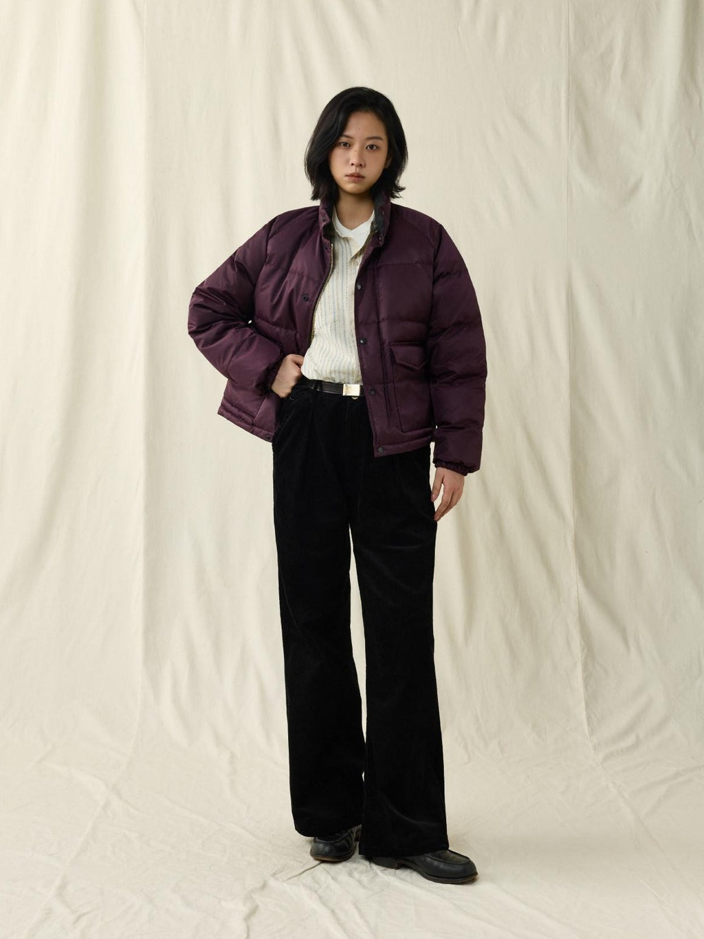 SUPERTOFU Warm Waterproof 90 Percent White Duck Down Retro Stand Collar Nylon Down Jackets