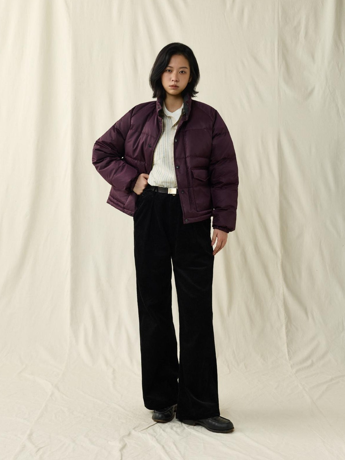 SUPERTOFU Warm Waterproof 90 Percent White Duck Down Retro Stand Collar Nylon Down Jackets