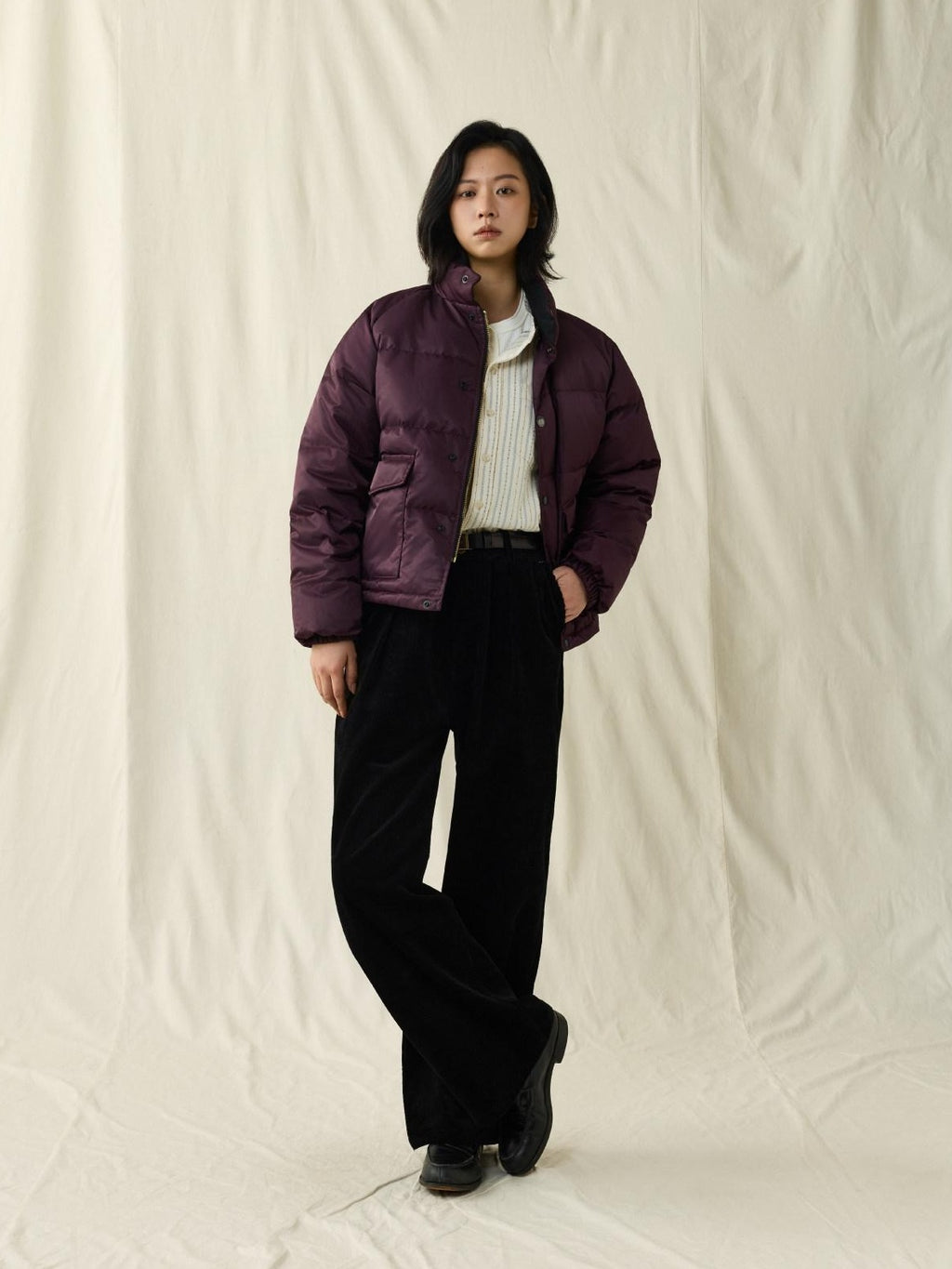 SUPERTOFU Warm Waterproof 90 Percent White Duck Down Retro Stand Collar Nylon Down Jackets
