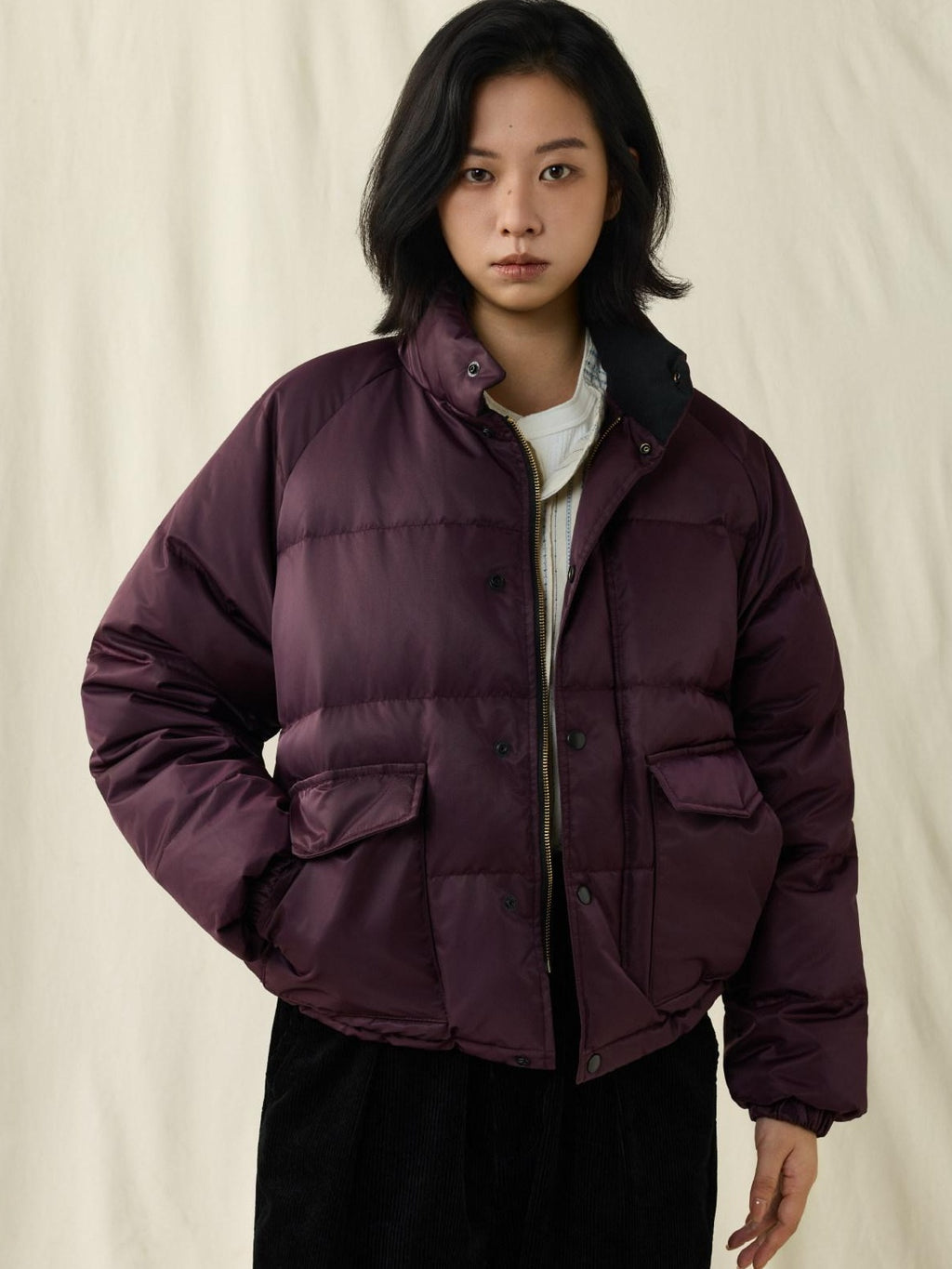 SUPERTOFU Warm Waterproof 90 Percent White Duck Down Retro Stand Collar Nylon Down Jackets