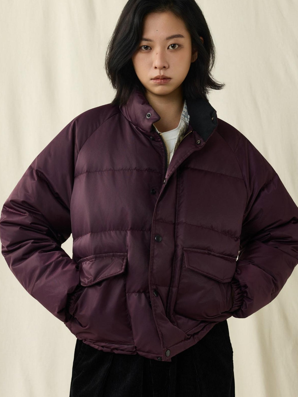 SUPERTOFU Warm Waterproof 90 Percent White Duck Down Retro Stand Collar Nylon Down Jackets