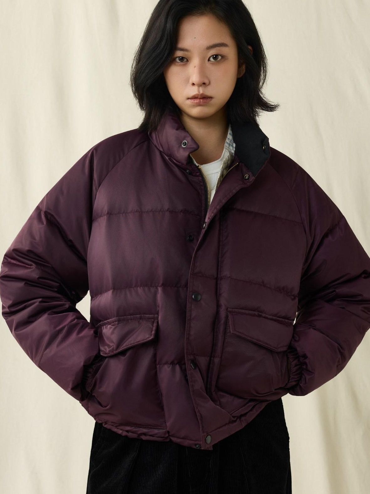 SUPERTOFU Warm Waterproof 90 Percent White Duck Down Retro Stand Collar Nylon Down Jackets
