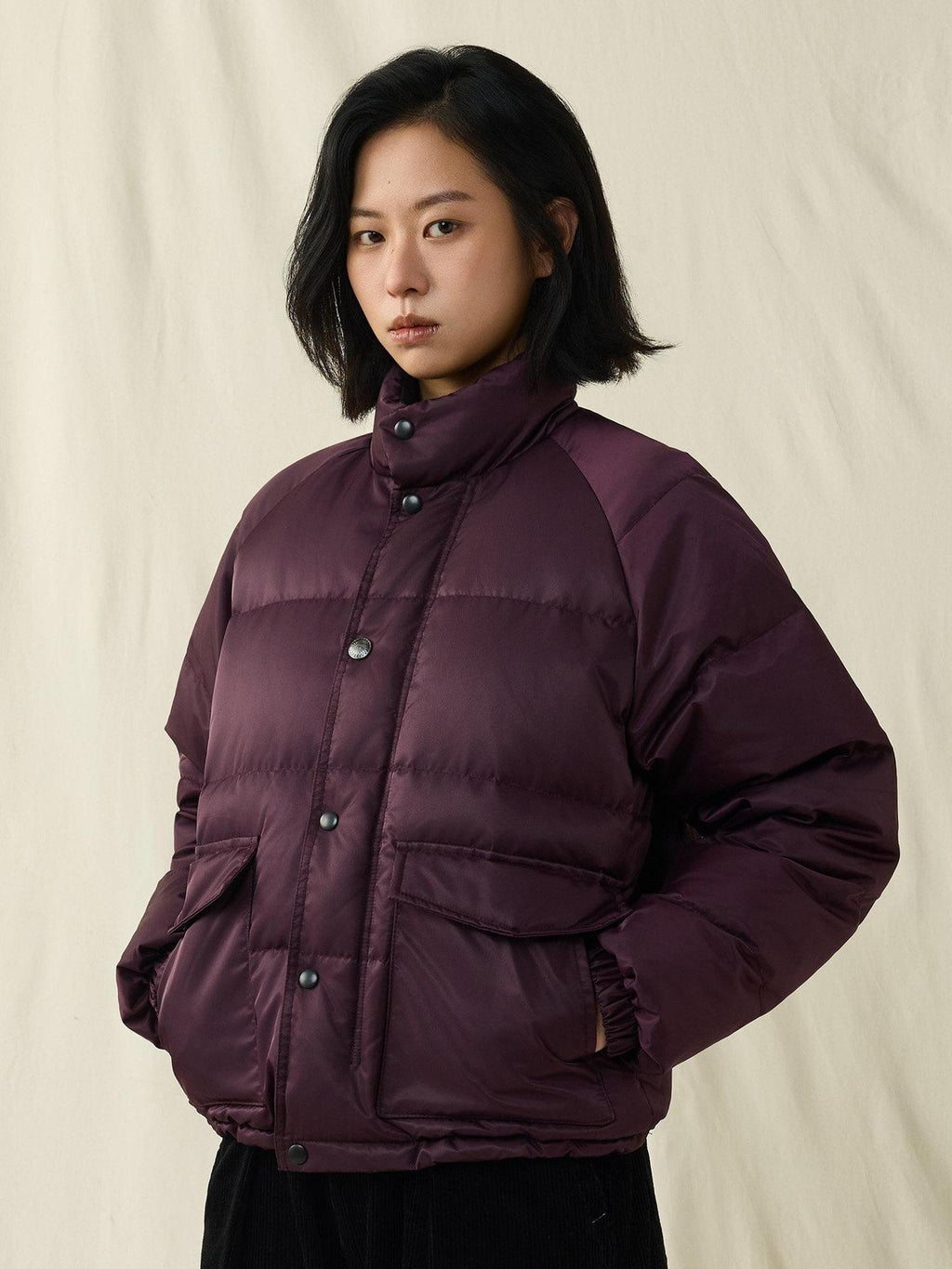 SUPERTOFU Warm Waterproof 90 Percent White Duck Down Retro Stand Collar Nylon Down Jackets