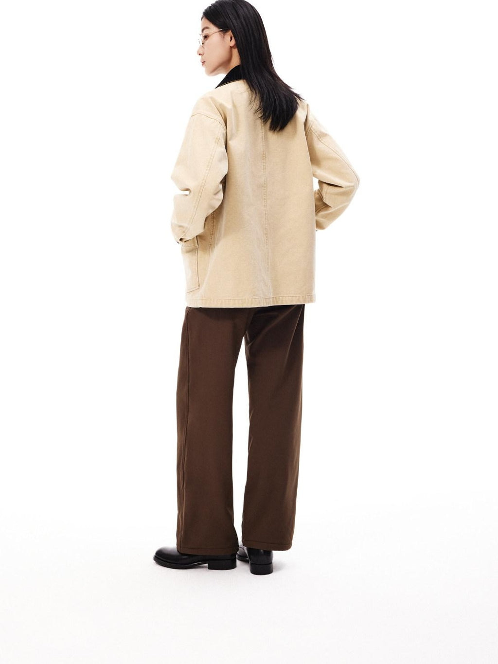 SUPERTOFU Washed 100 Percent Cotton Longline Oversized Point Collar Unisex Utility Jackets