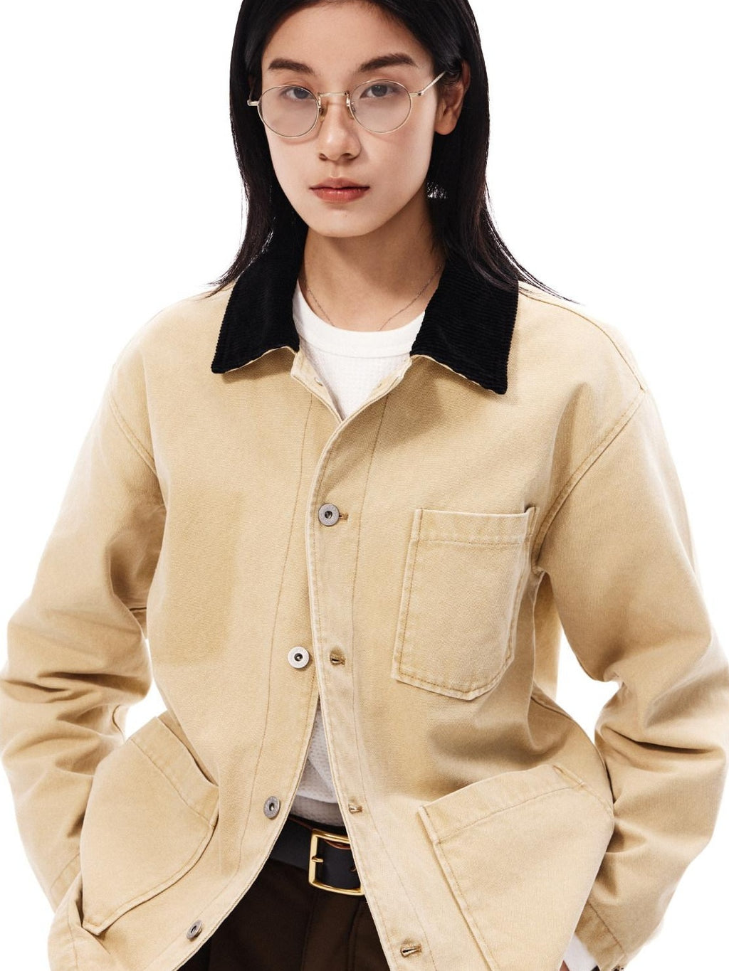 SUPERTOFU Washed 100 Percent Cotton Longline Oversized Point Collar Unisex Utility Jackets