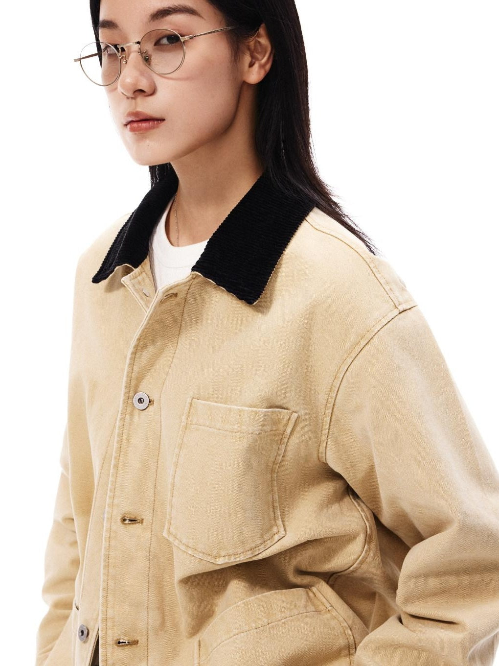SUPERTOFU Washed 100 Percent Cotton Longline Oversized Point Collar Unisex Utility Jackets