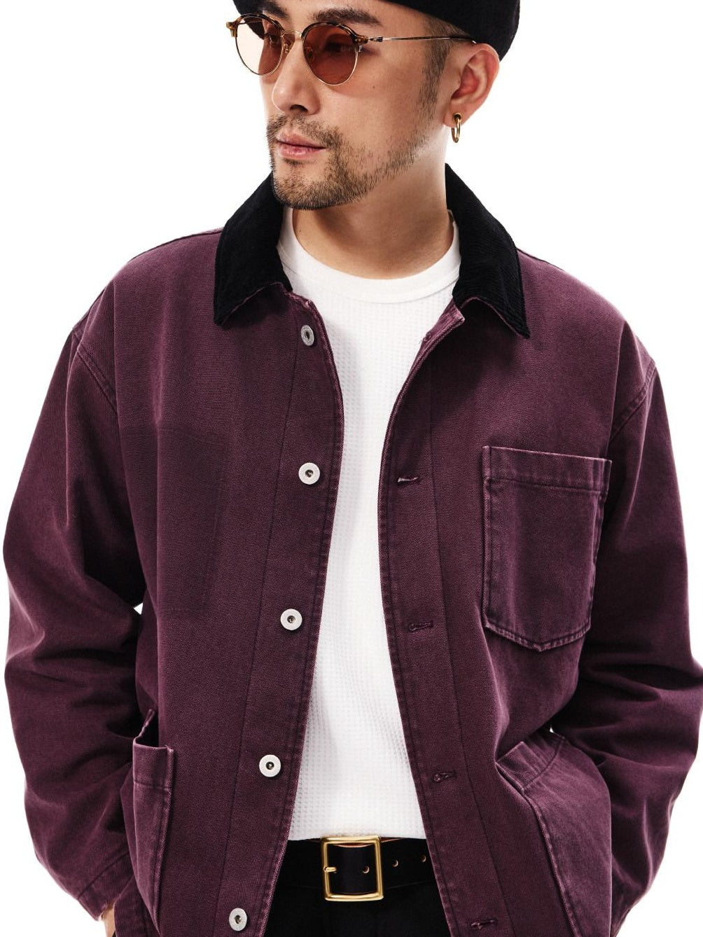 SUPERTOFU Washed 100 Percent Cotton Longline Oversized Point Collar Unisex Utility Jackets