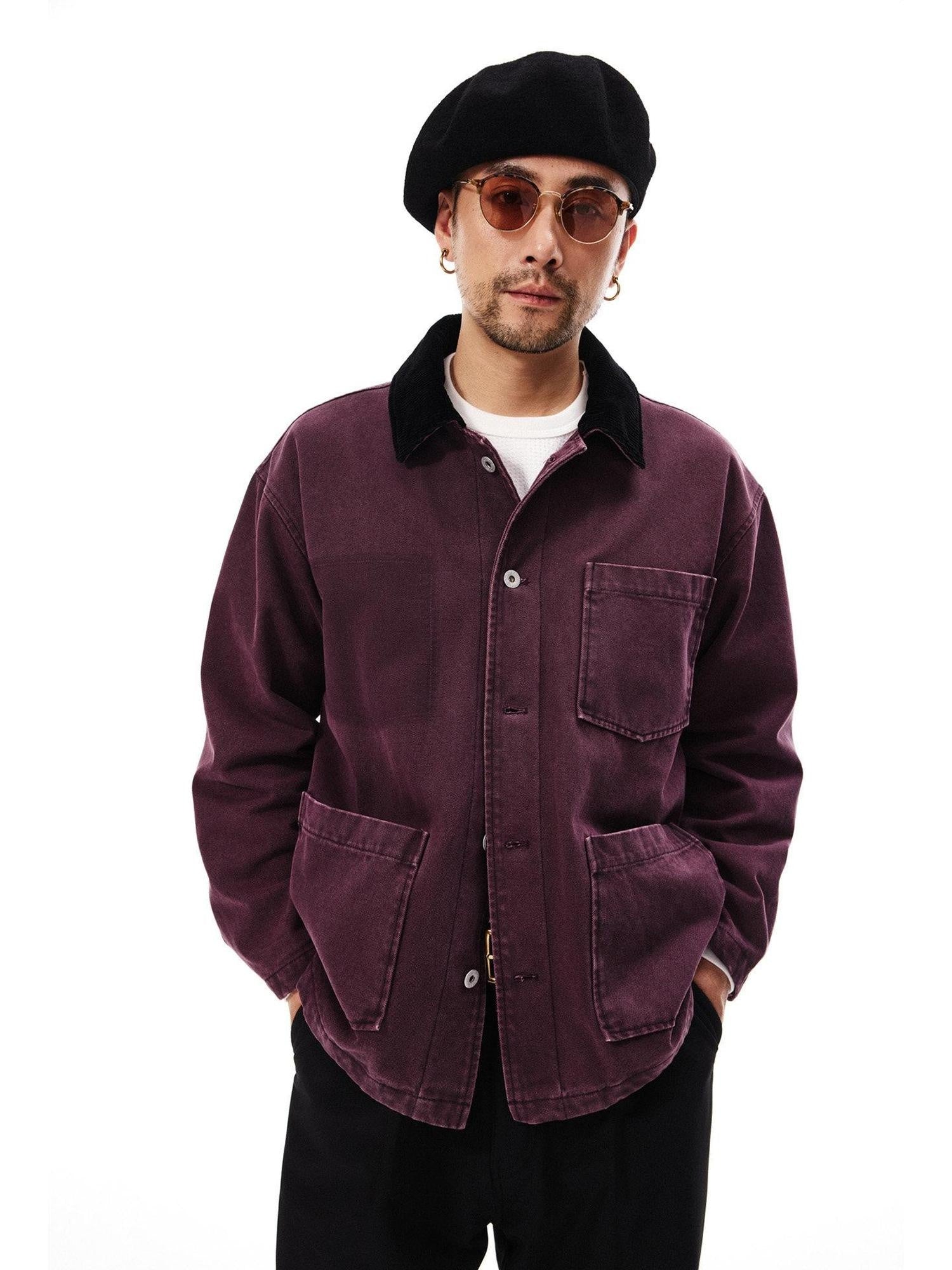 SUPERTOFU Washed 100 Percent Cotton Longline Oversized Point Collar Unisex Utility Jackets