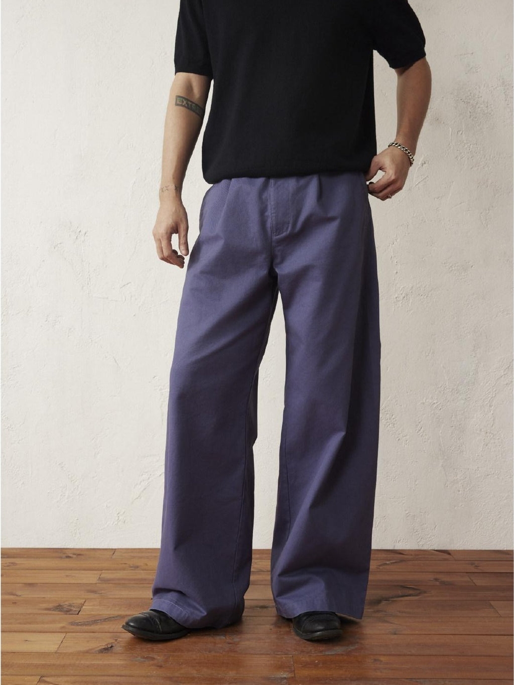 SUPERTOFU Washed Blue Loose Fit Zip Fly Youthful Casual Solid Full Length Straight Pants