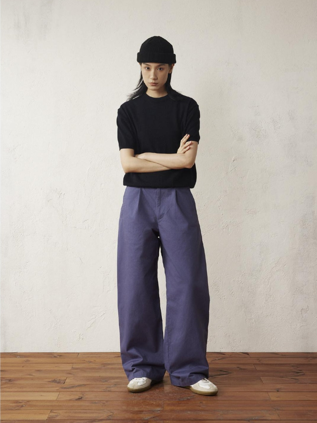SUPERTOFU Washed Blue Loose Fit Zip Fly Youthful Casual Solid Full Length Straight Pants