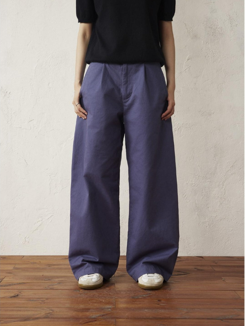 SUPERTOFU Washed Blue Loose Fit Zip Fly Youthful Casual Solid Full Length Straight Pants