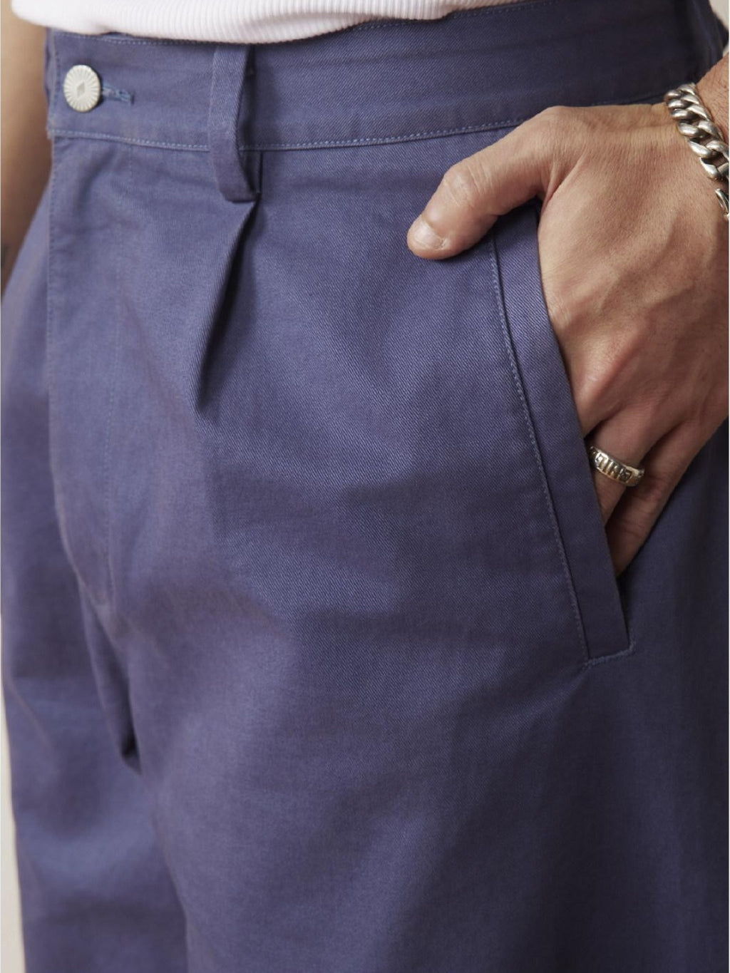 SUPERTOFU Washed Blue Loose Fit Zip Fly Youthful Casual Solid Full Length Straight Pants