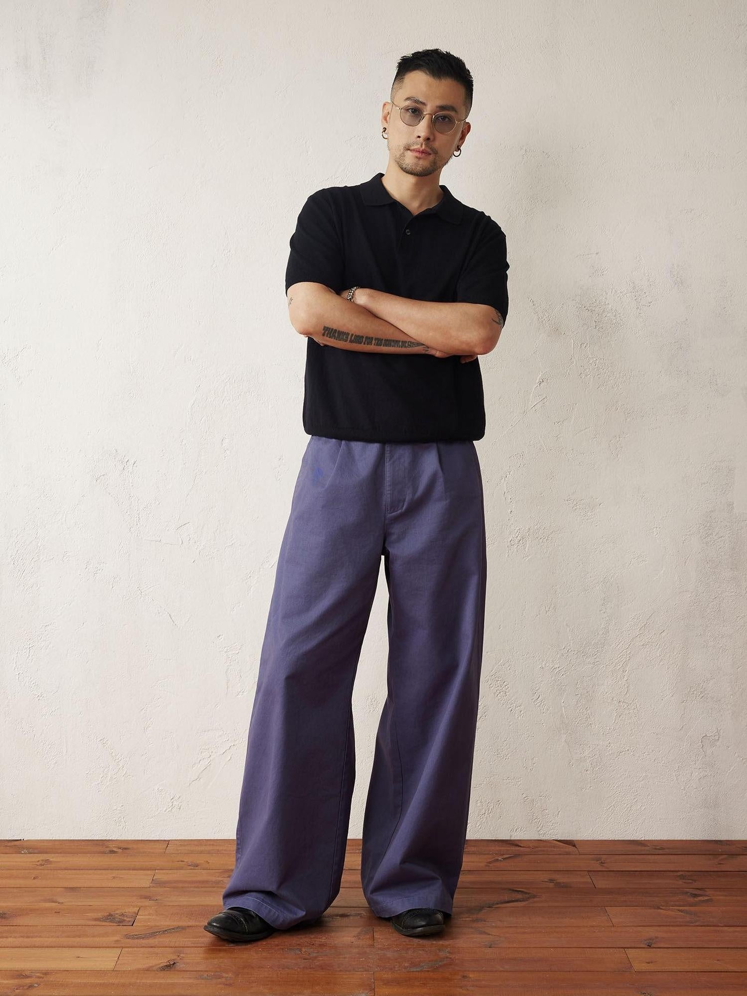 SUPERTOFU Washed Blue Loose Fit Zip Fly Youthful Casual Solid Full Length Straight Pants