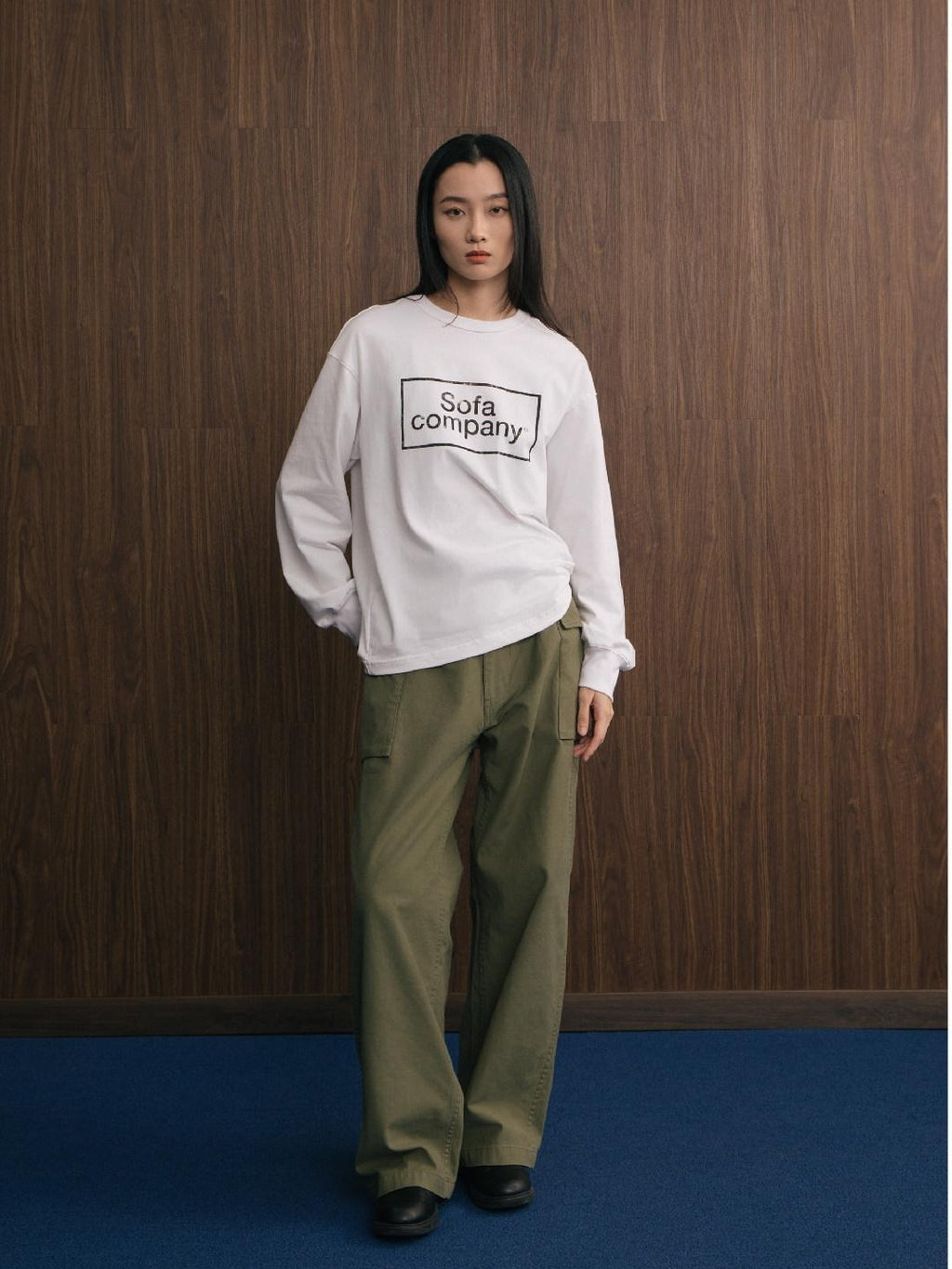 SUPERTOFU Washed Cotton Loose Casual Crewneck Geometric Men Long Sleeve T-Shirts