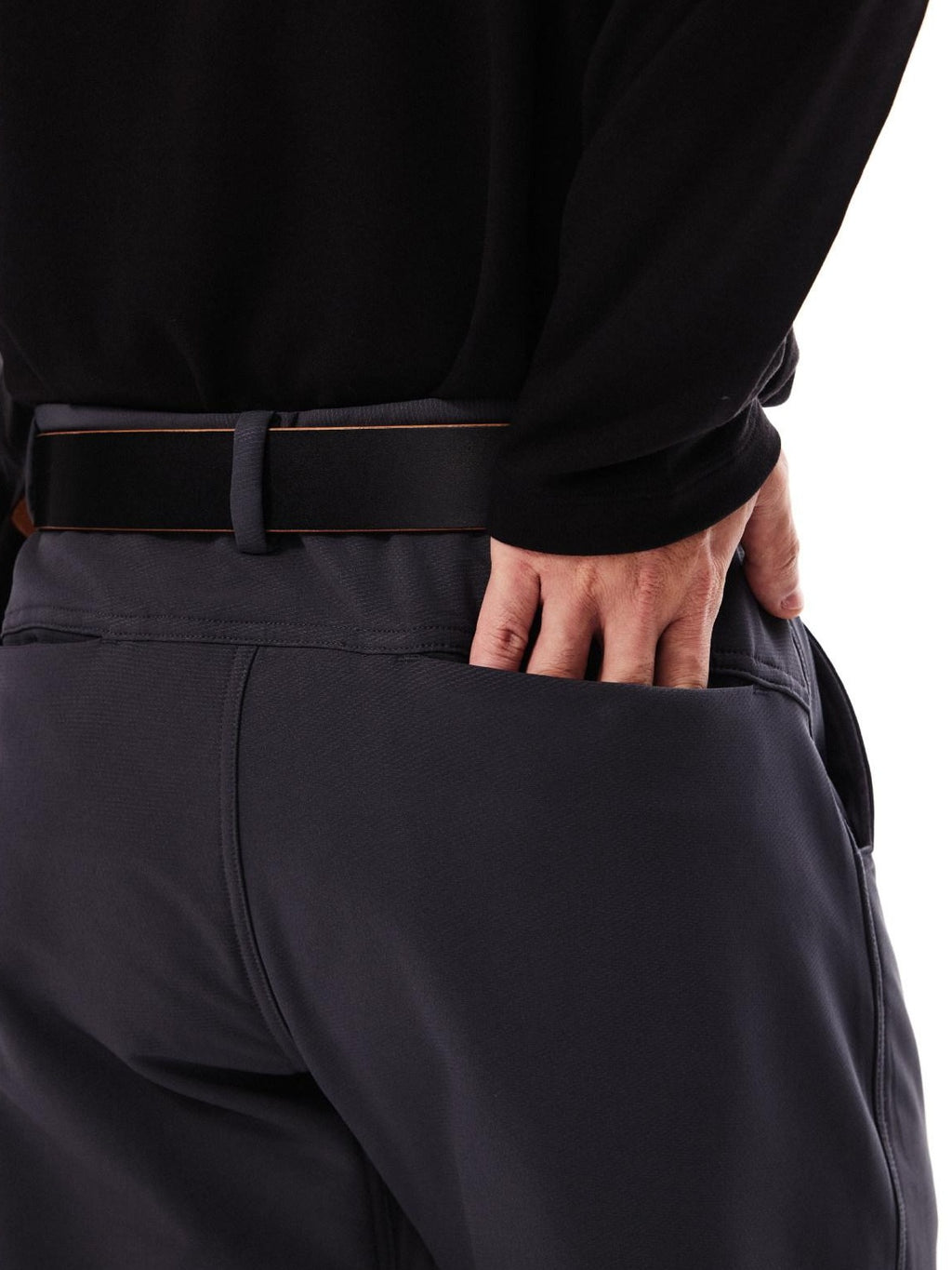 SUPERTOFU Windproof Stretch Casual Relaxed Zip Fly Unisex Polyester Black Wide-Leg Pants