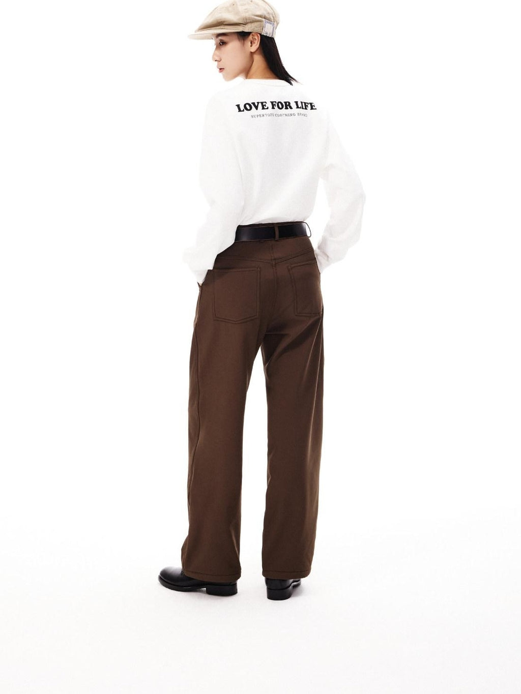SUPERTOFU Windproof Stretch Casual Relaxed Zip Fly Unisex Polyester Black Wide-Leg Pants