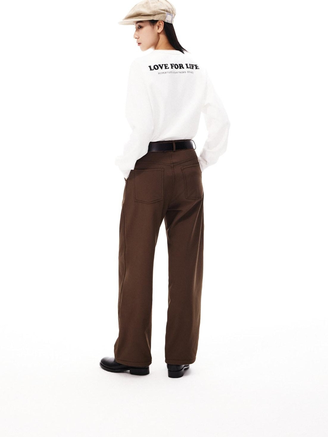 SUPERTOFU Windproof Stretch Casual Relaxed Zip Fly Unisex Polyester Black Wide-Leg Pants