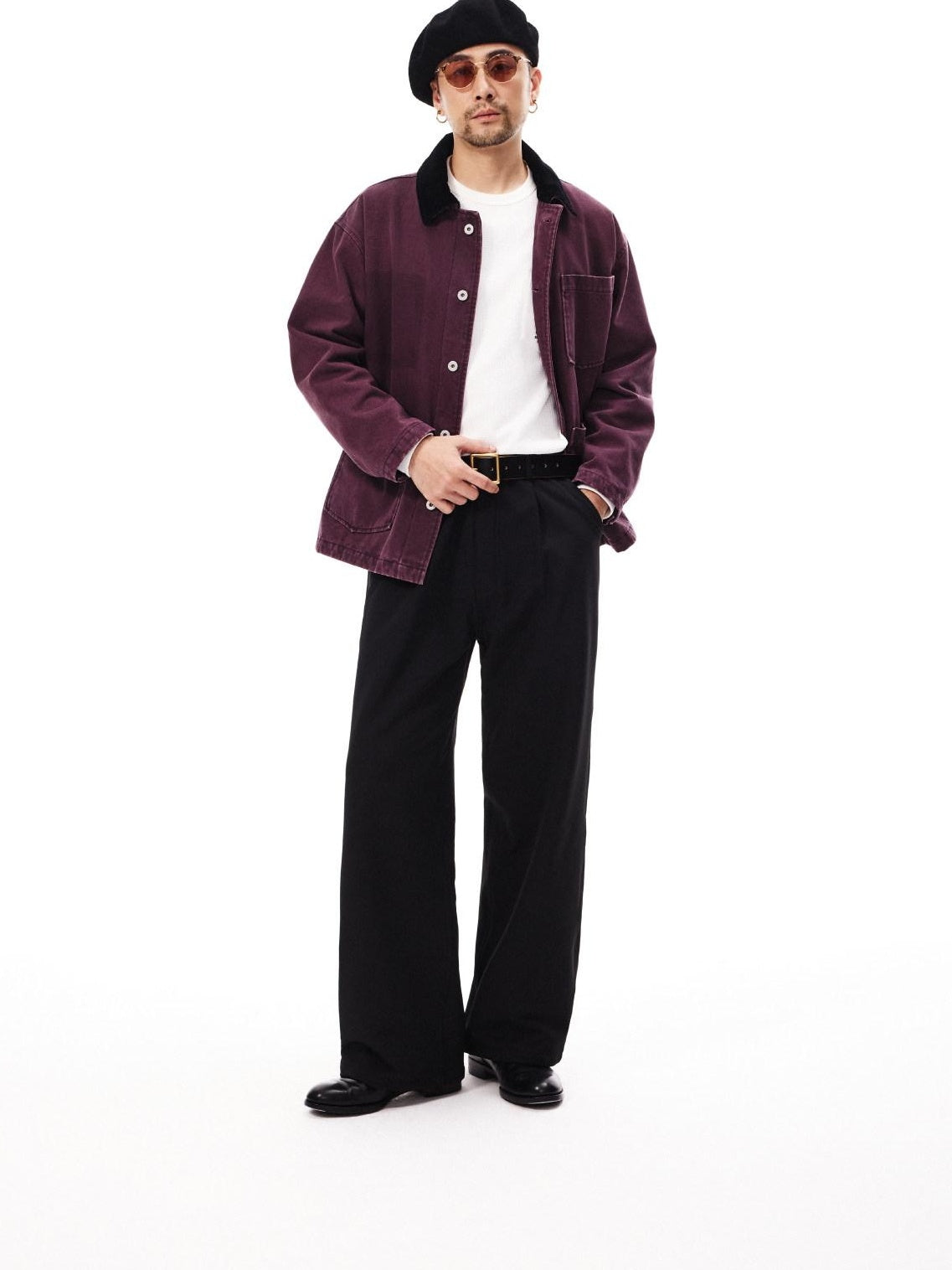 SUPERTOFU Windproof Stretch Casual Relaxed Zip Fly Unisex Polyester Black Wide-Leg Pants
