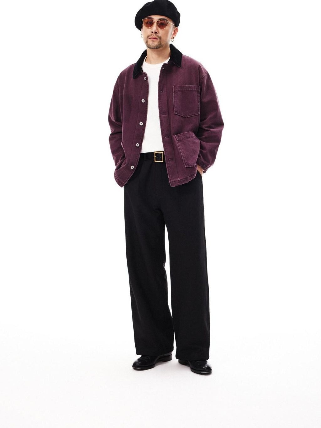 SUPERTOFU Windproof Stretch Casual Relaxed Zip Fly Unisex Polyester Black Wide-Leg Pants